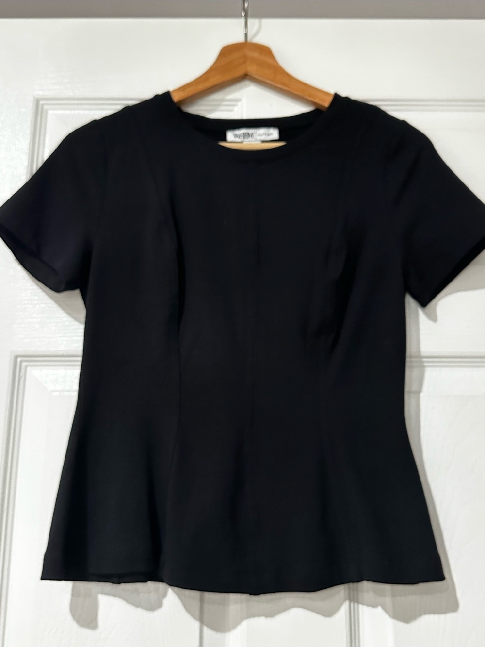 White House Black Market Black Short-Sleeve Peplum Tee